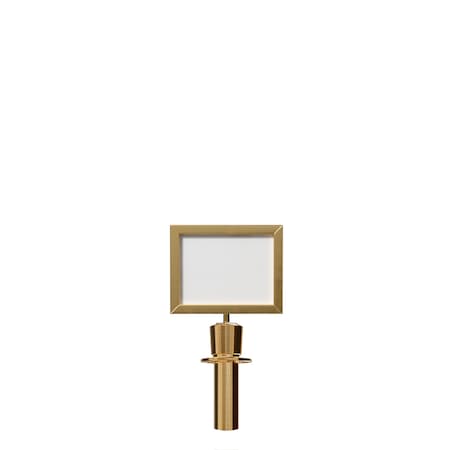 Montour Line Post and Rope Stanchion Sign Frame 8.5 x 11 in. H Satin Brass Steel HDSF-8511-H-SB-NOCLA